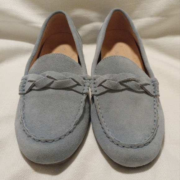 Vionic Montara Light Blue Suede Slip On Driving Moc Loafer Flat - Picture 1 of 8
